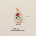 Vintage style oval copper rose pendant with 18K gold plating 22mm size for jewelry making - Red Rose Oval Pendant (7 Red Rose)