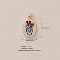 Vintage style oval flower pendant in copper with 18K gold plating, size labels included - 13 Blue Vase