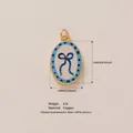 18K gold plated oval copper pendant with blue bow design and dot border, 6g weight. - Blue Bow Pendant Only (Without Chain)