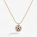Collier à billes doré avec un pendentif ballon de football rotatif en émail noir et blanc - Style Football Rotatif / Or