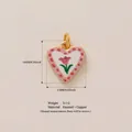 Heart-shaped enamel flower pendant in 18K gold plating with detailed size and 3.1g weight - 24 Heart Flower