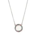 Collana in argento con ciondolo a cornice rotonda trasparente e cristalli colorati. - Collana Medaglione Tondo con Strass Tono Acciaio