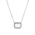 Dettaglio del pendente a cornice trasparente rettangolare con cristalli colorati su catena - Collana Medaglione Quadrato con Strass Tono Acciaio