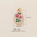 Elegant oval copper pendant with rose pattern design, 18K gold plated finish, 23mm height - Oval Pink Rose Style