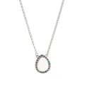 Elegante collana con pendente a cornice d'argento a goccia con pietre preziose colorate - Collana Medaglione a Goccia con Strass Tono Acciaio