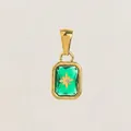 Elegante ciondolo in acciaio placcato oro 18K con zircone verde smeraldo e stella - singolo pendente (senza catena) / Maggio - Oro