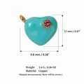 Elegant turquoise heart pendant with pink sun stone accent, 12mm size, copper material. - Starburst Rhinestone Inlay Style / Light Blue Heart Pendant Only (Without Chain)