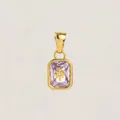 Pendente quadrato in acciaio inossidabile placcato oro 18k con zircone viola e stella - singolo pendente (senza catena) / Giugno - Oro