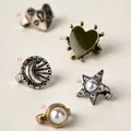 Vintage style metal shoe charms with pearl and crystal details for DIY decoration - Moon Pendant