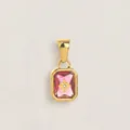 Pendente quadrato in zircone rosa con stella a otto punte, acciaio placcato oro 18k - singolo pendente (senza catena) / Luglio - Oro