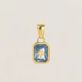 Elegante ciondolo quadrato in zircone blu con stella a otto punte, placcato oro 18 carati - singolo pendente (senza catena) / Settembre - Oro