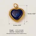 Herzanhänger aus Edelstahl mit blauem Lapislazuli-Inlay und Maßangaben in Millimetern - Herzanhänger