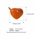 Detailed orange heart-shaped copper pendant with pink crystal inlay and dimensions - Starburst Rhinestone Inlay Style / Orange Heart Pendant Only (Without Chain)