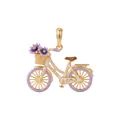 Colgante bicicleta 3D con flores estilo vintage pastoral en acero inoxidable 316L - Solo Colgante (Sin Cadena) / Cesta Morado Claro Bicicleta Lila