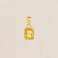 Elegante pendente rettangolare in acciaio inossidabile placcato oro 18k con zircone - singolo pendente (senza catena) / Novembre - Oro