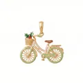 Detalle de un colgante de bicicleta de acero 316L con esmalte de colores y cesta de bayas. - Solo Colgante (Sin Cadena) / Cesta Verde Claro Bicicleta Baya Roja