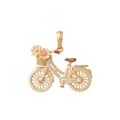 Exquisito colgante de bicicleta en 3D con flores de esmalte pintadas a mano y acabado dorado - Solo Colgante (Sin Cadena) / Cesta Nude Bicicleta Flor Naranja