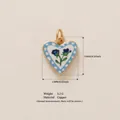 Vintage heart-shaped pendant with blue rose pattern, 13x14mm copper charm for jewelry. - Small Orchid
