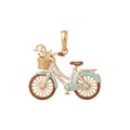 Detalle de un colgante de bicicleta retro con flores de esmalte y acabado en oro. - Solo Colgante (Sin Cadena) / Cesta Azul Claro Bicicleta Lirio