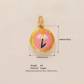 Minimalist round flower drip oil pendant with 12mm width and gold-tone loop - Pink Flower Charm