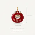 Minimalist cute red enamel Daruma cat pendant in copper for DIY necklace jewelry - 12 Lucky Bag Cat Pendant (Pendant Only (Without Chain))