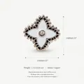 White enamel four-petal flower shoe charm with beaded copper frame and center rhinestone - Four-Leaf Clover Pendant Style
