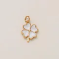 Gold-toned four-leaf clover pendant with white enamel inlay for DIY jewelry. - Clover Pendant