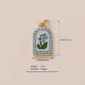 Vintage style copper pendant with blue lily of the valley enamel design size 19x11mm - Light Blue Flower