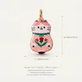 Cute hand-painted calico cat pendant charm made of durable copper for DIY jewelry making - 5 Flower Cat Pendant (Pendant Only (Without Chain))