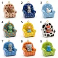 Detailed collection of nine colorful miniature animal charms on miniature armchairs - Apple Sofa Brown Bear Pendant