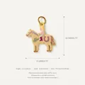 Detailed view of horse pendant with rider and horseshoe in PVD gold plated finish - Horse Pendant Style 2