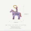 Purple enamel horse pendant in stainless steel with 18K gold plating dimensions shown - Horse Pendant Style 4