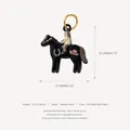 Detailed black horse pendant charm with rider and golden jump ring accessory - Horse Pendant Style 5