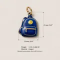 Detailed view of a blue backpack pendant with dimensions 17mm x 13mm and material specs. - School Bag No. 5 Pendant (Without Chain)