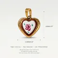 Professional vintage gold plated heart pendant with hand-painted pink rose flower detail - Style 6 Double Layer Rose Pendant Only (Without Chain)