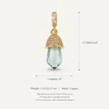 Elegant light blue crystal acorn pendant with 14K gold-plated copper cap and zircon accents - 17.2x7.6mm / March Acorn Pendant (Light Blue)