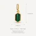 Elegant hexagonal green stone charm pendant with zircon inlay and 14K gold finish - 12.2x5.9mm / May Hexagon Pendant (Green)
