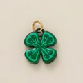 Green glitter four-leaf clover drip oil pendant for DIY jewelry making. - Green Flower Pendant