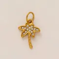 Gold plated stainless steel palm tree pendant with sparkling crystals DIY jewelry accessory - Palm Tree Pendant (Pendant Only)