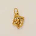 Square 18K gold plated stainless steel pendant with crystals for DIY jewelry - Graduation Cap Pendant (Pendant Only)