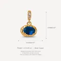 Elegant blue oval zircon pendant with 14K gold plating and crystal studded bail - 10.6x8.9mm / September Oval Pendant (Blue)