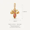 Elegant bow-shaped copper pendant featuring vibrant pink and peach marquise zircon stones - 13.3x12mm / October Bow Pendant (Pink)