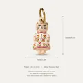 Detailed view of hand-painted floral cat charm in stainless steel with exact dimensions - Cat Princess Pendant