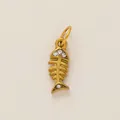 Elegant 18K gold-plated stainless steel fishbone pendant charm with rhinestone accents - Fishbone Pendant (Pendant Only)