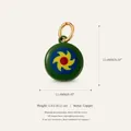 Detailed view of pastoral copper charm with colorful sun pattern including measurement details - 5 Yo-yo