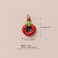 Stainless steel strawberry pendant featuring a cute black cat head with measurements. - Strawberry Cat Pendant No.5