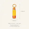 Detailed specification view of a colorful pencil pendant with weight and size data. - Red Pen Style 7 Pendant