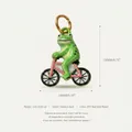 Detail view of green frog on bicycle pendant with 18mm height measurements. - Frog Pendant