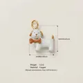 Detail view showing dimensions of cute white dog copper pendant with bone accessory - No.12 Puppy Pendant