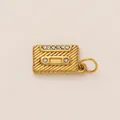 Vintage cassette tape pendant charm in 18K gold plated stainless steel with crystals - Radio Pendant (Pendant Only)
